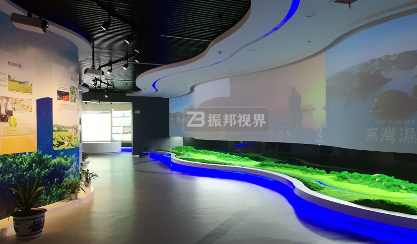 數(shù)字規(guī)劃館中的弧幕投影沙盤
