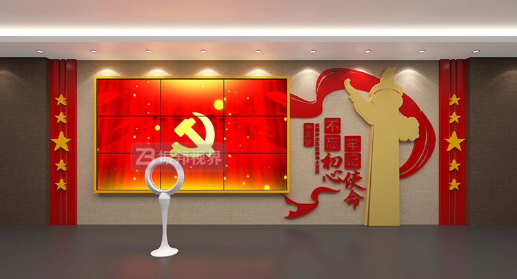 紅色主題展廳手勢(shì)識(shí)別發(fā)光圈設(shè)計(jì)效果圖